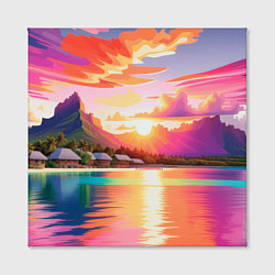 Холст квадратный Закат на острове Бора Бора, цвет: 3D-принт — фото 2