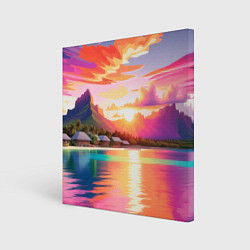 Холст квадратный Закат на острове Бора Бора, цвет: 3D-принт