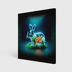 Холст квадратный Прозрачный стеклянный кролик с овощами, цвет: 3D-принт