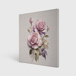 Холст квадратный Нежные розовые розы на стене, цвет: 3D-принт