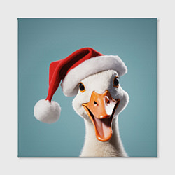 Холст квадратный Смеющийся гусь в новогодней шапке, цвет: 3D-принт — фото 2