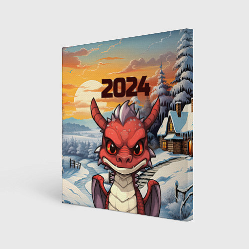 Картина квадратная Большой красный дракон 2024 / 3D-принт – фото 1