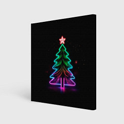 Картина квадратная Неоновая ёлка