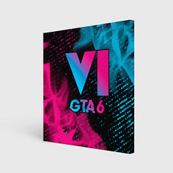 Холст квадратный GTA 6 - neon gradient, цвет: 3D-принт