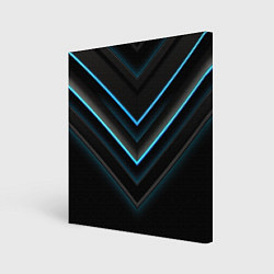 Холст квадратный Голубые геометрические неоновые полосы, цвет: 3D-принт