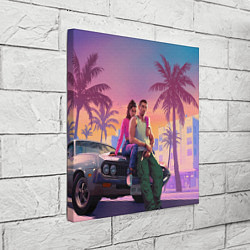 Холст квадратный Люсия с парнем gta 6, цвет: 3D-принт — фото 2