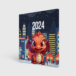 Картина квадратная Рыжий дракон 2024