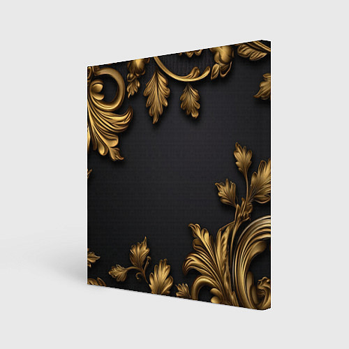 Картина квадратная Золотые объемные листья / 3D-принт – фото 1