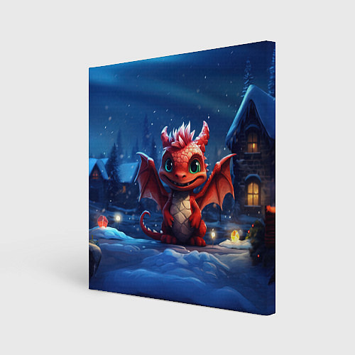 Картина квадратная Красный маленький дракон / 3D-принт – фото 1