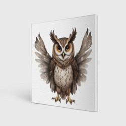 Холст квадратный Совушка с крыльями, цвет: 3D-принт