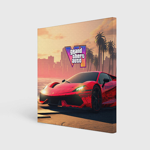 Картина квадратная GTA 6 спортивное авто / 3D-принт – фото 1