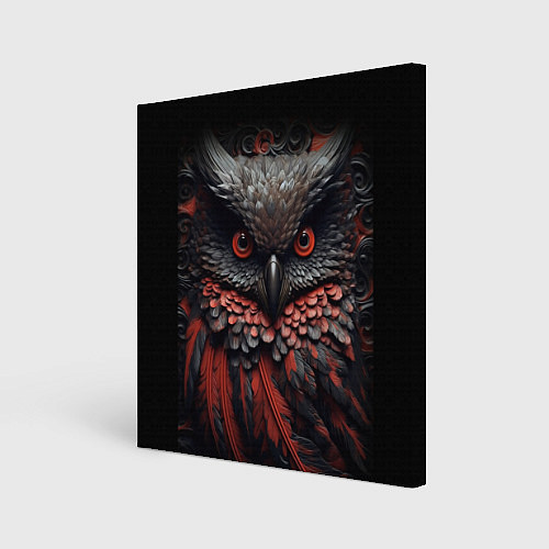 Картина квадратная Черная сова с красными крыльями / 3D-принт – фото 1