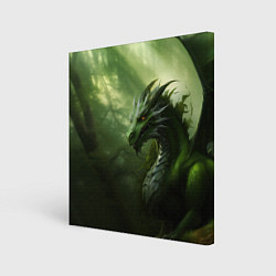 Картина квадратная Зеленый лесной дракон символ 2024 года