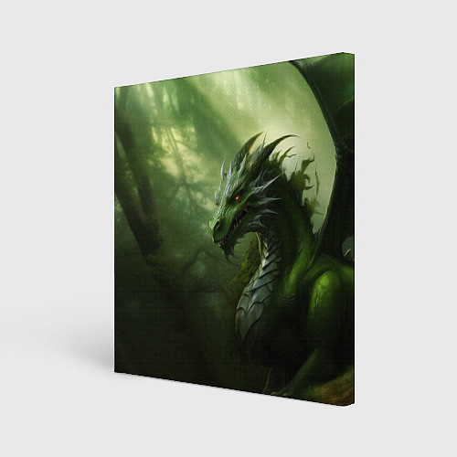 Картина квадратная Зеленый лесной дракон символ 2024 года / 3D-принт – фото 1