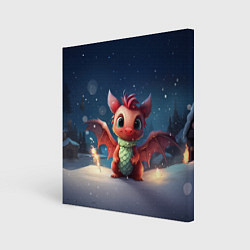 Картина квадратная Новый год и милый дракон