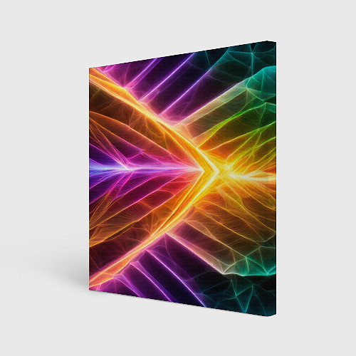 Картина квадратная Неоновые молнии в цветном льду / 3D-принт – фото 1