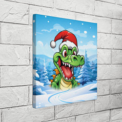 Холст квадратный Веселый дракон на фоне зимы, цвет: 3D-принт — фото 2