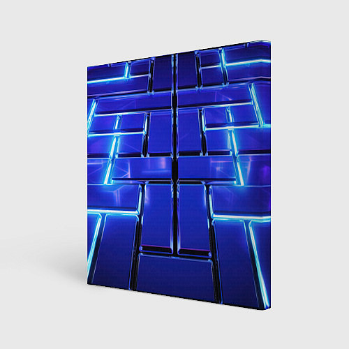 Картина квадратная Синие плиты с неоном / 3D-принт – фото 1
