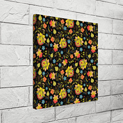Холст квадратный Хохломская роспись разноцветные цветы, цвет: 3D-принт — фото 2