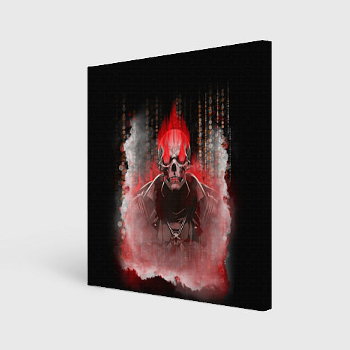 Картина квадратная Красный скелет в дыму / 3D-принт – фото 1