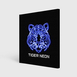 Холст квадратный Tiger neon art, цвет: 3D-принт