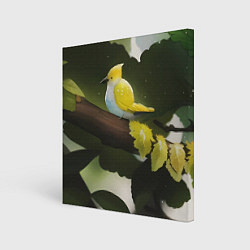 Картина квадратная Маленькая жёлтая птица на дереве