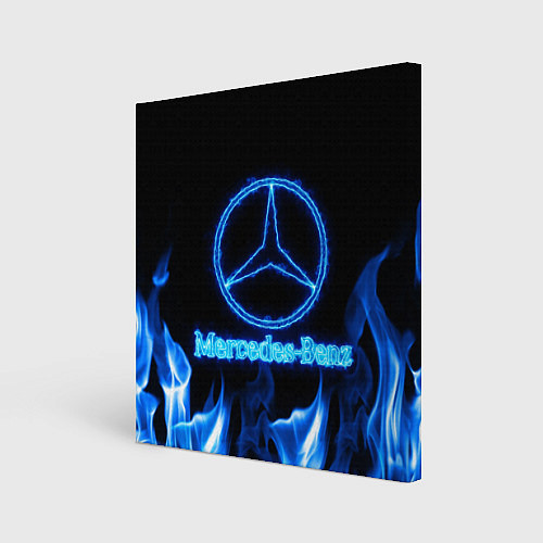 Картина квадратная Mercedes-benz blue neon / 3D-принт – фото 1