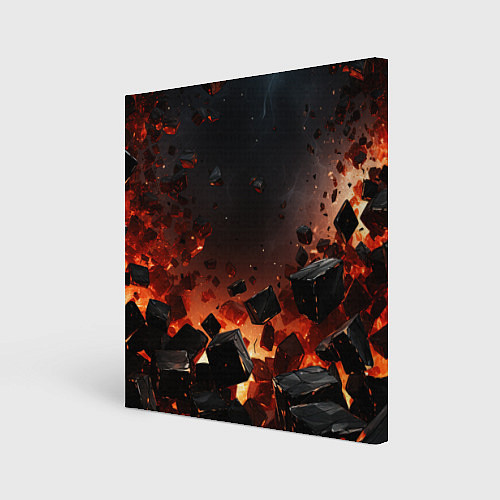Картина квадратная Взрыв плит и огонь / 3D-принт – фото 1