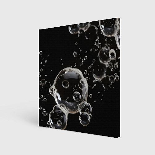 Картина квадратная Пузыри на черном / 3D-принт – фото 1