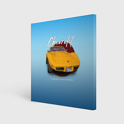 Холст квадратный Американский маслкар Chevrolet Corvette, цвет: 3D-принт