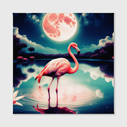 Холст квадратный Розовый фламинго на фоне луны, цвет: 3D-принт — фото 2