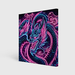 Картина квадратная Neon Japanese dragon - irezumi