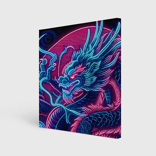 Картина квадратная Свирепый японский дракон - ирезуми / 3D-принт – фото 1