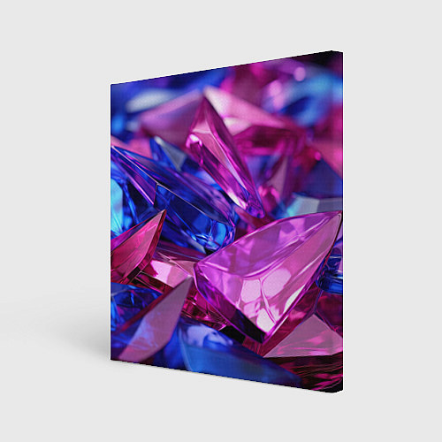 Картина квадратная Розовые и синие битые стекла / 3D-принт – фото 1