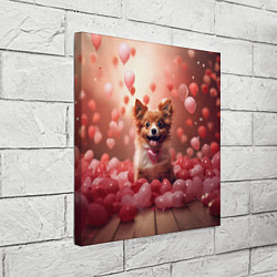Холст квадратный Маленькая собачка в сердечках, цвет: 3D-принт — фото 2