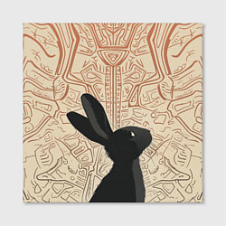 Холст квадратный Чёрный кролик с узорами, цвет: 3D-принт — фото 2