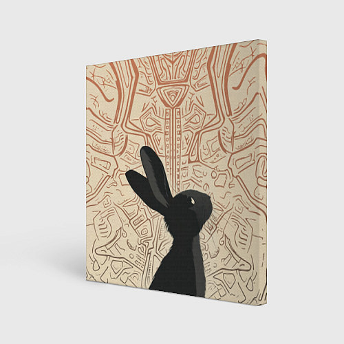 Картина квадратная Чёрный кролик с узорами / 3D-принт – фото 1