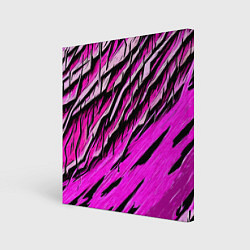Картина квадратная Розовые и чёрные полосы