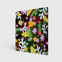 Холст квадратный Гавайская цветочная расцветка, цвет: 3D-принт