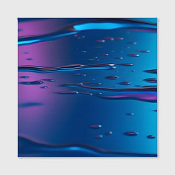 Холст квадратный Неоновая поверхность синяя с каплями воды, цвет: 3D-принт — фото 2