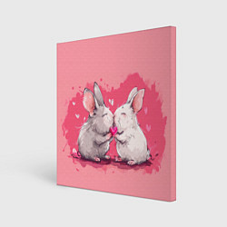 Холст квадратный Милые влюбленные кролики, цвет: 3D-принт