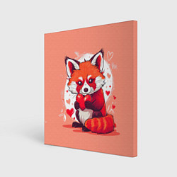 Холст квадратный Рыжая лисичка с сердцем, цвет: 3D-принт
