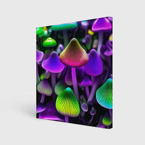 Картина квадратная Люминесцентные грибы / 3D-принт – фото 1