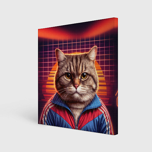 Картина квадратная Полосатый кот в спортивном костюме / 3D-принт – фото 1