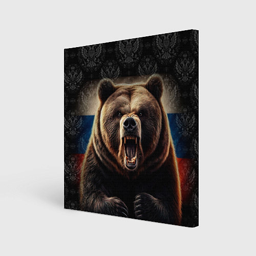 Картина квадратная Агрессивный медведь России патриот / 3D-принт – фото 1