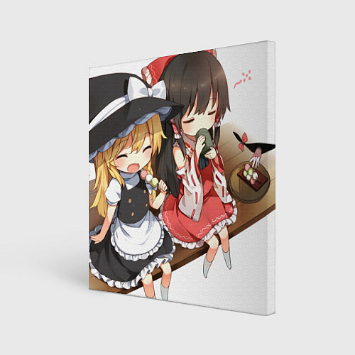 Картина квадратная Touhou Project Reimu and Marisa chibi / 3D-принт – фото 1