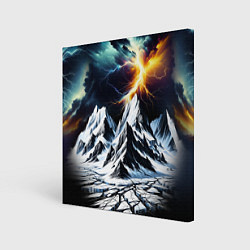 Холст квадратный Молнии и горы, цвет: 3D-принт