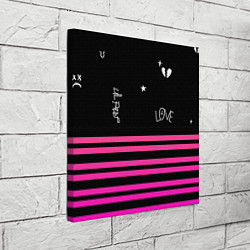 Холст квадратный Lil Peep розовые полосы, цвет: 3D-принт — фото 2