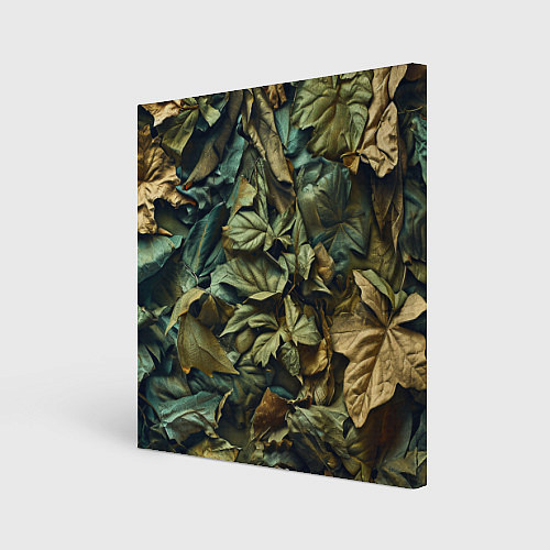 Картина квадратная Реалистичный камуфляж из листьев / 3D-принт – фото 1