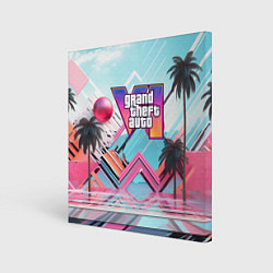 Картина квадратная Gta 6 логотип в стиле vice city